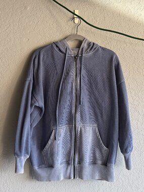 Aerie Distressed Blue Oversized Sweatshirt